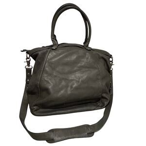 Garnet Hill Purse Gray Leather Made in Italy slouchy 2-way shoulder bag satchel